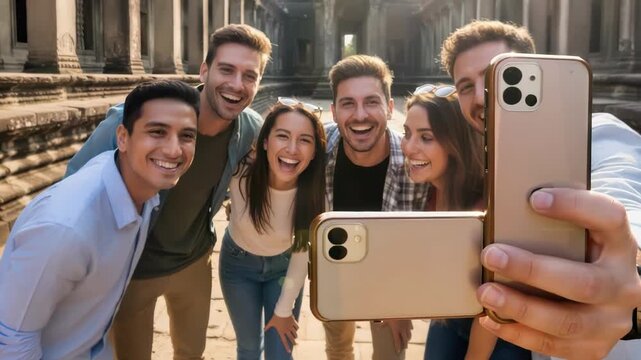 Group of friends taking a selfie together 65
