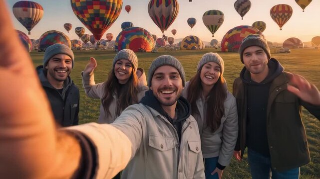 Group of friends taking a selfie together 52