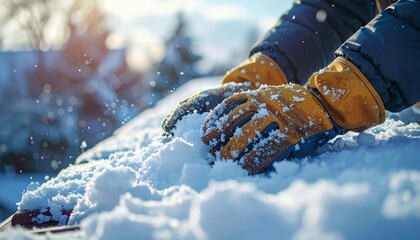 Winter Scene: Removing Snow with Gloves