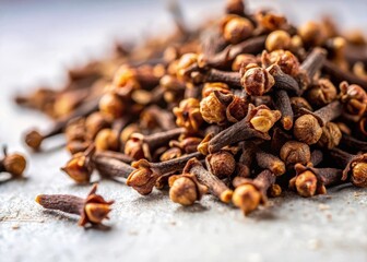 Fototapeta premium Aromatic Whole Cloves Lying on a Clean White Surface