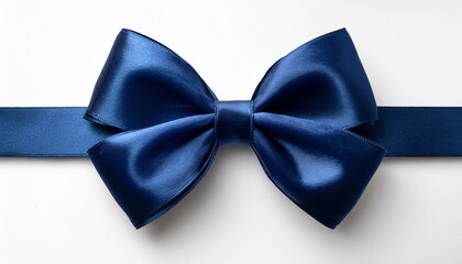 elegant dark blue velvet bow on white background isolated with soft texture and rich color detail