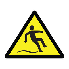 Slippery Surface Warning Sign - Yellow Vector Caution Slip and Fall Hazard Symbol