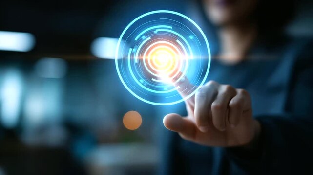 Professional touching digital checklist and target icon goal achievement visualization strategic planning interface task management dashboard productivity tracking system