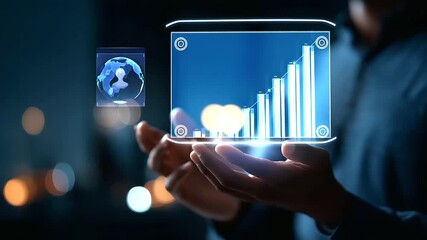 Professional analyzing business growth chart 2021 2026 futuristic data visualization interface strategic planning dashboard financial forecast system long term success metrics - Powered by Adobe