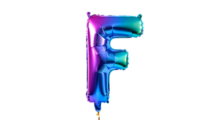 Colorful shiny metallic number five balloon floating isolated on transparent background