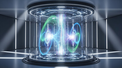 Vibrant Energy Swirls in a Modern Sci fi Reactor Display