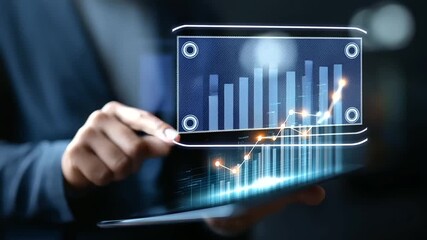 Professional analyzing business growth chart 2021 2026 futuristic data visualization interface strategic planning dashboard financial forecast system long term success metrics