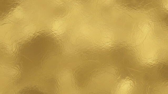 Abstract gold foil texture: shiny metallic surface with textured grain, reflective light, and elegant background