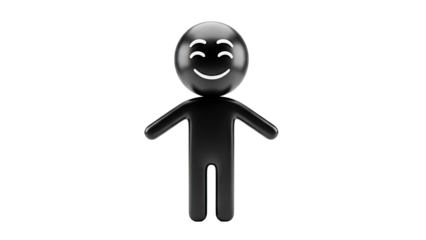 Black stick figure with happy face
