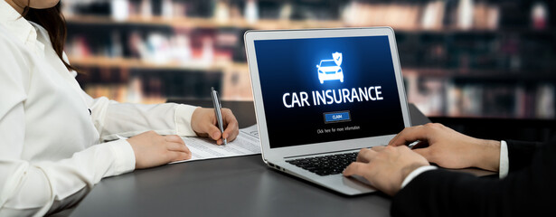 car insurance online website on computer screen for insure your car damage brisk