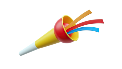 Colorful horn with swirling ribbons