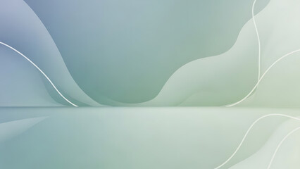 Calm Abstract Blue Green Gradient Background with Flowing Curves