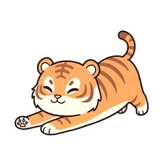 Cute Cartoon Tiger Stretching.
