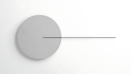 Minimalist Composition Grey Circle and Black Line on White Background