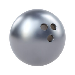 A shiny silver bowling ball with three finger holes, evoking a sense of fun and competition.