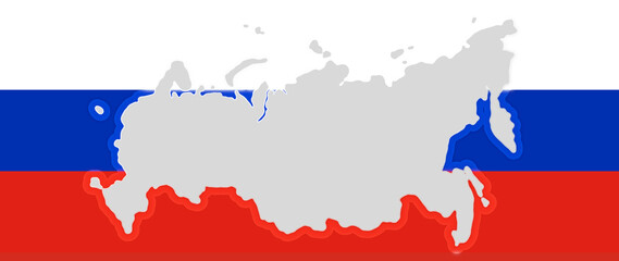 Obraz premium simplified shape of the map of Russia, outline russian flag colors design