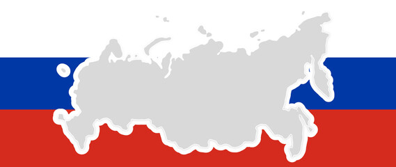 Obraz premium simplified shape of the map of Russia, outline russian flag colors design