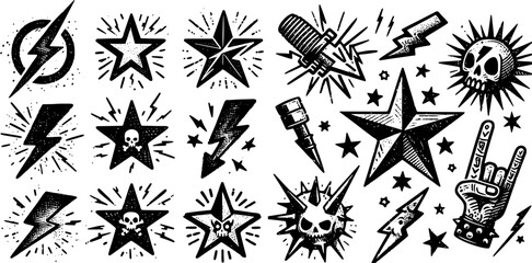 Seamless pattern with black and white arrow silhouettes and star icons in a vector illustration set for holiday decoration and wallpaper design