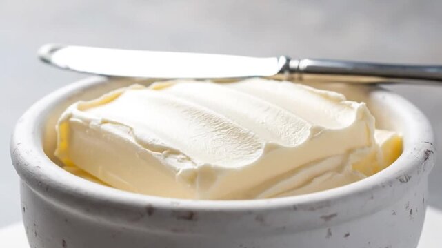 Butter in dish with knife