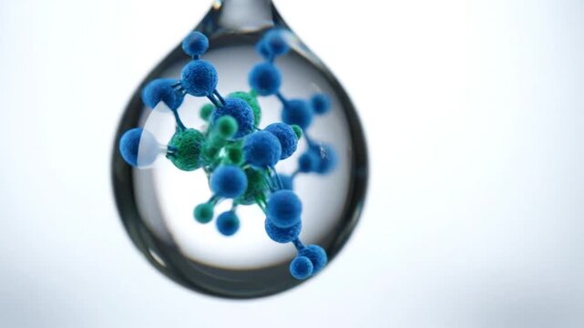 Macro molecular structure within a liquid droplet