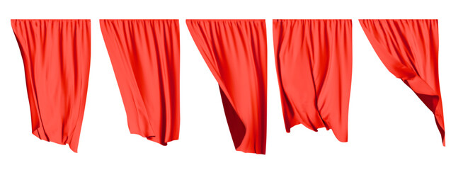 Red curtains realistic. Curtains and draperies interior decoration object.Vector Illustration