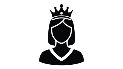 Fototapeta premium Simple black silhouette of a woman wearing a crown representing royalty and feminine power