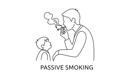 Fototapeta premium A depiction of a person smoking near a child highlighting the dangers of passive smoking