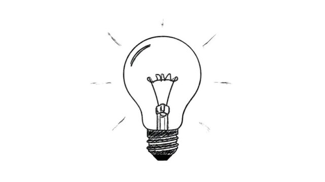 A simple line drawing of a light bulb on a white background, symbolizing idea generation