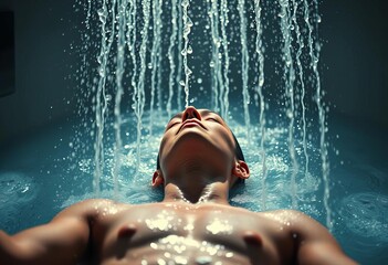 Relaxing under warm water jets, enjoying a shower, body, head