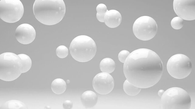 Cluster of white, glossy spheres