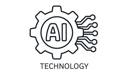 Artificial intelligence concept with a gear icon and connecting nodes emphasizing technology © Ziaul_Studio