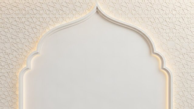Islamic Arch Background With Clean Minimal Wall And Soft Luxury Lighting