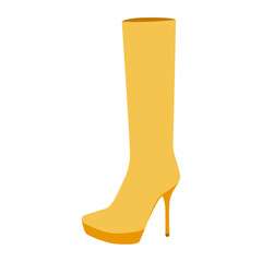 Yellow platform stiletto ankle boot women color flat pair. Tall platform with pointed heel autumn capsule chic wear. Technical fashion illustration CAD mockup vector men unisex isolated trendy style.