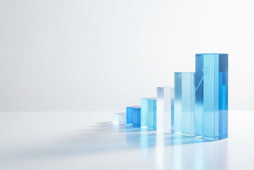 3D blue bar chart showing financial data growth and success