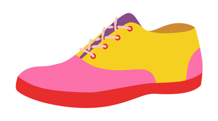 Plimsoll sneaker shoe flat. Bright playful footwear for beach day, holiday travel, weekend wardrobe for man woman unisex. Technical fashion illustration, CAD mockup smooth vector isolated trendy style