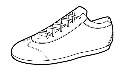 Neon running shoe single sketch. Clean sport footwear for morning jog, active rest, park workout. Technical fashion illustration, CAD mockup, clean vector woman men unisex isolated fresh style.