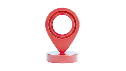 3D Red Map Pin Icon with Circular Rings