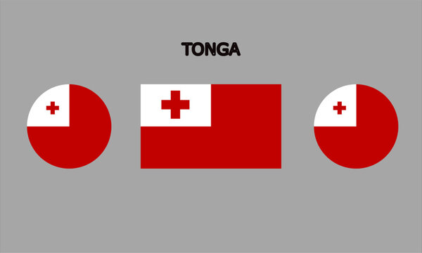 Tonga flag in circle and rectangle shape, Tonga flag in high quality used in Tonga country