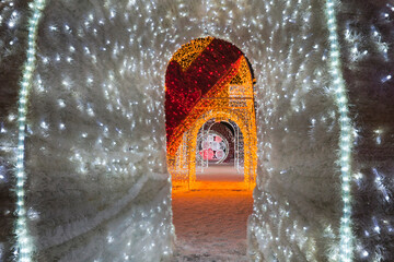 Vibrant Festive Light Tunnel