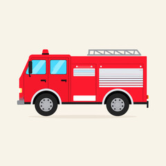 Red fire truck on a plain background