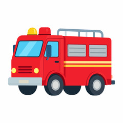 Red fire truck with yellow lights on top