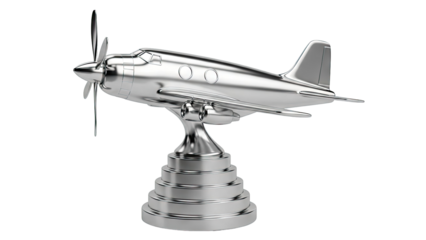 Silver Airplane Model on Tiered Stand