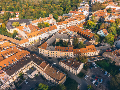 Aerial View of Uzupis district in Vilnius Old Town, Lithuania