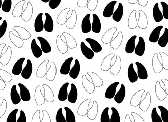 black and white outline of deer footprint background