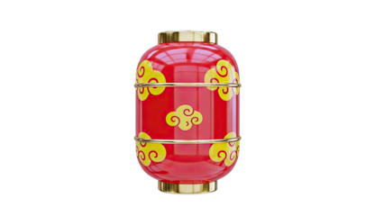 Red Chinese Lantern with Golden Cloud Ornaments