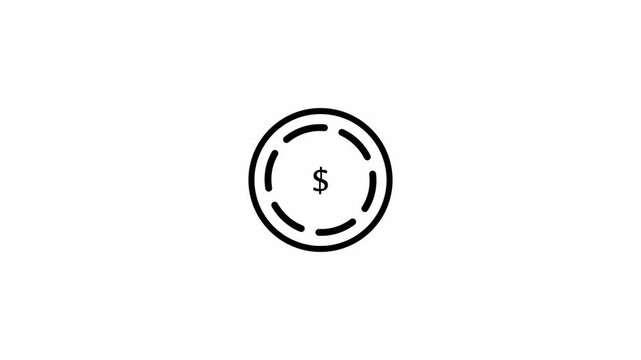 animated coin icon with white background flat style