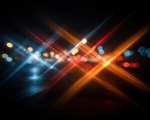 Abstract Night Lights with Colorful Bokeh and Dynamic Movement Effects