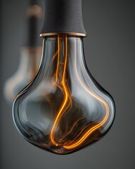 Elegant Vintage Light Bulb with Glowing Filament in Modern Setting