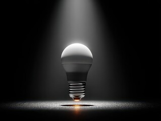 Light Bulb Illuminating a Dark Space with a Soft Spotlight Effect
