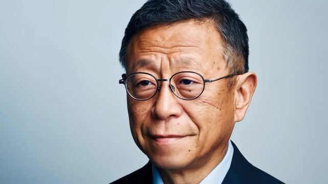 Portrait of a Thoughtful Individual: A contemplative man with glasses, his eyes betraying deep insight and experience, and a subtle smile hinting at inner knowledge.